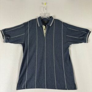Knights Sportswear XL Polo Gray White Striped Three Button Short Sleeve